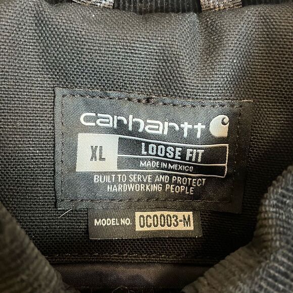 NWOT CARHARTT Mens XL Firm Duck Insulated Traditional Chore Coat Black Loose Fit - Picture 4 of 13